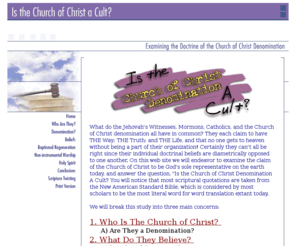 chocd.org: Is the Church of Christ a Cult?
Examining the doctrines of the Church of Christ denomination, in light of God's Word.