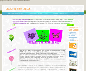 creativeprintables.org: Creative Printables - Home
Beautiful, free and original themed party ideas. Printable invitations, name tags, cake decorations and much more. Also features Afrikaans invitations and thank you cards.