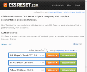 cssreset.net: CSS Reset | CSS Reset – All the most common CSS Resets in one place with one-click copy/paste, documentation and tutorials
All the most common CSS Reset scripts in one place to copy/paste, with complete documentation, guides and tutorials.