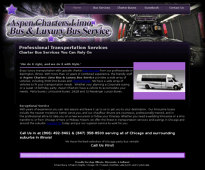 aspencharters.net: Charter Bus Services | Chicago Party Bus Rental | IL
Enjoy luxury transportation with upscale charter bus services from our professionals in Barrington, Illinois.