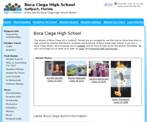 bocaciegahighschool.org: Boca Ciega High School
Boca Ciega High School is a high school website for Boca Ciega alumni. Boca Ciega High provides school news, reunion and graduation information, alumni listings and more for former students and faculty of Boca Ciega HS in Gulfport, Florida