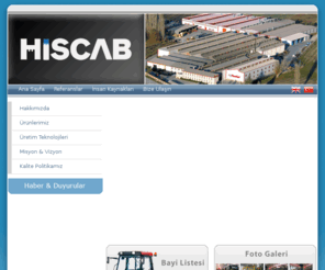 hiscab.com.tr: Hiscab - Hisarlar Kabin ve Zirai Ekipmanlar Endüstri Sanayi ve Ticaret A.Ş.
Hiscab - Hisarlar Kabin ve Zirai Ekipmanlar Endüstri Sanayi ve Ticaret A.Ş.