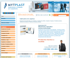 mytplast.net: Carpetas de Anillas, Carpetas Congreso, Portadocumentos - Mytplast
Mytplast - Proyectos en carpetería, archivo y sistemas de presentación de documentos totalmente personalizados. Más de 25 años de experiencia desarrollando y fabricando todo tipo de carpetas de anillas, carpetas forradas, carpetas congreso, portadocumentos, maletines.