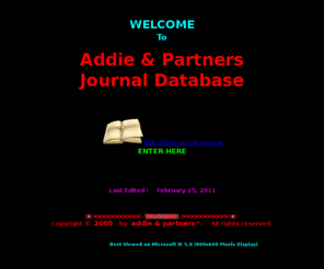 addiepartners.com: REFERENSI JURNAL ILMIAH EKONOMI -->  www.addiepartners.com
pusat referensi terjemahan jurnal ilmiah asing utk thesis / disertsi  hub. ADDIE & PARTNERS JOURNALS DATABASE. katalog online http://www.addiepartners.com > > customer hotline : 081-56674422 / 08122932584 (24 JAM)<<