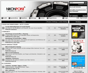 nikon-point.com: NikonPoint, die Nikon Community :: Index
Fragen und Antworten rund um die Nikon Coolpix und Nikon D-SLR Kameras