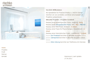 praxisarchitektur.com: RISCHKO ARCHITEKTEN - Praxisarchitektur   Interior Design, Praxisplanung, Praxisgestaltung, Praxisdesign, Umbau von Arztpraxen, Neubau von Arztpraxen, Neubau von Facharztzentren, Praxiseinrichtung, Praxisbau, Praxisumbau, Praxisneubau, Praxisrenovierung, Odenthal, Düsseldorf, Köln, Arztpraxis, Zahnarztpraxis, Facharztpraxis, OP, Klinik
RISCHKO | PraxisArchitektur   Interior Design. Unser Architekturbüro ist spezialisiert auf Praxisplanung, Praxisgestaltung, Praxisdesign und Praxiseinrichtung für Arzt, Facharzt und Privatklinik. 