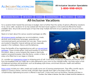 vacationallinclusive.com: All Inclusive Vacation, All Inclusive Vacations, All-Inclusive Vacations, All-Inclusive Vacation, All Inclusive Vacation Packages
All Inclusive Vacation Guide. Your source for unbelievably low rates on all inclusive vacations and all-inclusive vacation packages.