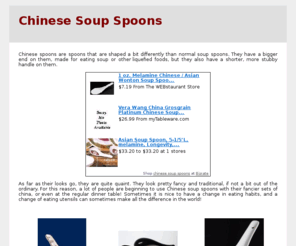 chinesespoons.com: Chinese Spoons | Chinese Soup Spoons
Chinese Spoons - Find a variety of styles and sizes of plastic and porcelain Chinese soup spoons.