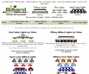 pooltablelight.com: Pool Table Lights and Billiard Lighting
Billiard Lights and Pool Table Lights.  Huge Selection of Billiard Lighting at The Billiard Warehouse.
