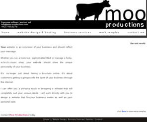 moo-productions.com: MOO Productions
Moo Productions website design, webhosting, custom software, databases