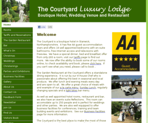 courtyardluxury.co.uk: Home, The Courtyard Hotel and wedding venue, Stanwick, Wellingborough
The Courtyard hotel offers guest accommodation in Stanwick, Northamptonshire with a bar and restaurant on site a perfect location for weddings, civil ceremonies and business meetings, close to Wellingborough.  