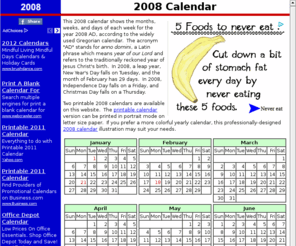 2008calendar.org: 2008 Calendar - Year 2008 AD Printable Calendars
Printable yearly calendar and holidays for the year 2008 AD.