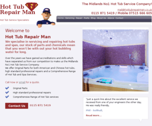 hottubrepairman.com: Hot Tub Services | Hot Tub Repairs | Hot Tub Repair Man
Hot Tub Repair Man - Leading hot tub repair specialist based in Nottingham and covering the Midlands area. Hot Tub Services and Hot Tub Repairs.