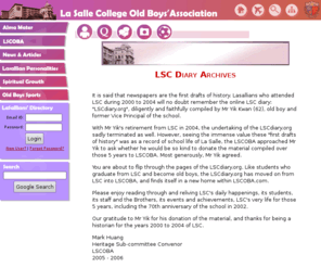 lscdiary.org: LSC Diary Archives - lscoba.com
Archives of LSC Diary, La Salle College Old Boys' Association Limited