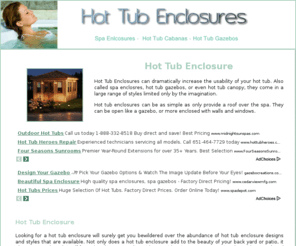 hottubenclosure.org: Hot Tub Enclosure
Hot Tub Enclosure for all types of tubs.