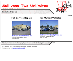 sullivanstwo.com: Sullivans Two Unlimited
Import and domestic car and truck sales and service