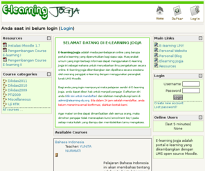 elearning-diy.org: E-learning Jogja
 E-learning Jogja adalah portal e-learning yang dikembangkan dengan LMS open source Moodle.