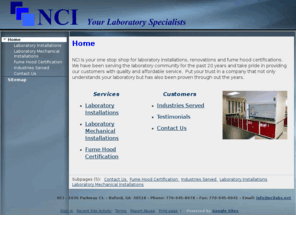 ncilabs.net: NCI
NCI installs lab casework and fume hoods.  We specialize in all types of laboratory casework and fume hoods.