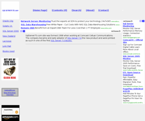 sqlserver70.com: Home -- SqlServer70.com
Database Consulting Services,  Oracle, SQL Server, Sun Solaris Unix, Rent A DBA,,Dial-up DBA, Dialup DBA