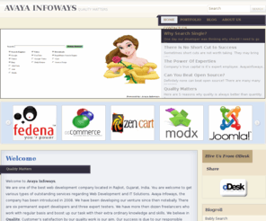 avayainfoways.com: Avaya Infoways
Avaya Infoways is a web development company. Avaya Infoways provide different services like web development using php, wordpress, joomla, fedena, oscommerce, zen cart, virus removal, seo, quality assurance etc