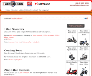 eco-moto.com: Zing-Lifan - Chinese Scooters, Motorcycles, Trikes, Mopeds
ZingBikes stock a wide range of Lifan scooters, mopeds, motorcycles and clothing. UK base after-sales care, spares parts and affordable prices.