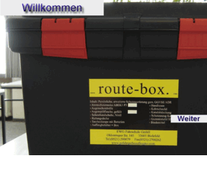 routebox.com: route-box
route-box EWG-Fahrschule Daniel Vlcker ADR Gefahrgut ADR-Ausrstung Schutzausrstung Augensplflasche Feuerlscher Koffer ADR-Koffer