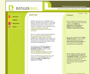 distilledlogic.net: Distilled Logic LLC – Website Usability and Content Strategy Consulting for Associations and Nonprofits
A consulting firm that helps associations and nonprofits use the Internet to successfully communicate with members and users.