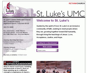 stlukeshr.com: St. Luke's UMC--Highlands Ranch, CO
St. Luke's United Methodist Church, Highlands Ranch, CO