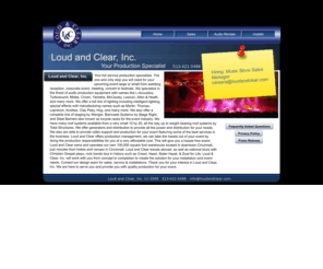 loudandclear.com: Loud and Clear, Inc Page 1.
Loud & Clear Inc, A Cincinnati-based, full-service production company.