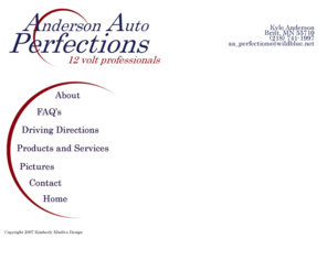 andersonautoperfections.com: Anderson Auto Perfections
Page design by Kimberly Kladivo Design