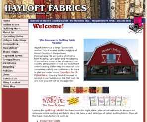 hayloftfabrics.com: Hayloft Fabrics is a fabric   selling Fleece, Vintage, Summer, Quilting, Flannel, Christmas, Oriental fabrics, and many more!
Hayloft Fabrics is a Fabric Paradise    selling Fleece, Vintage, Summer, Quilting, Flannel, Christmas, Oriental fabrics, and many more! 