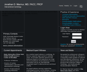 marmur.com: Interventional cardiology, medical expert witness, coronary, carotid, peripheral angioplasty stenting.
coronary angioplasty, expert witness testimony, interventional cardiology, jonathan marmur, SUNY Health Science Center, New York