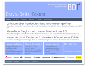 bdf-aero.com: BDF - Bundesverband der Deutschen Fluggesellschaften
Der BDF vertritt nahezu alle deutschen Fluggesellschaften des Linien-, Charter- und Low Cost-Verkehrs gegenüäber den Flughäfen sowie der Politik und Verwaltung in Deutschland.