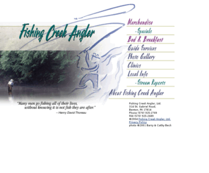 fishingcreekangler.com: - Fishing Creek Angler -
Complete lines of Sage, Winston, Simms, Hardy, Tibor, Ross Reels, Teton, Galvan, Scientific Angler, Ex Officio, Filson and Columbia. We also offer guide services and clinics.