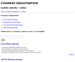 company-registration.mobi: Company registration, mobile website.
Mobile website - online. Company formation, formation company .