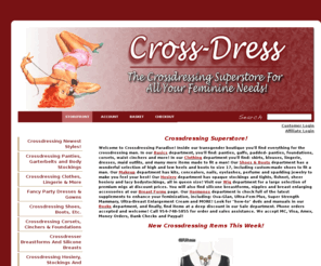 Description: A crossdressing store with clothing, cross-dressing shoes