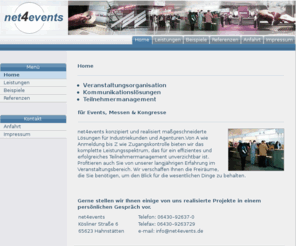 net4events.net: Veranstaltungsorganisation Kommunikationslösungen Teilnehmermanagement
Veranstaltungsorganisation,Kommunikationslösungen,Teilnehmermanagement für Events, Messen & Kongresse