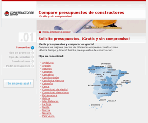 constructores-espana.com: constructores-espana.com - Compare Contructores
constructores-espana.com Pida presupuestos y compare precios para su proyecto de construccion. Busce constructores y empresas de reformas.