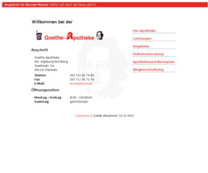 goetheapotheke.com: Goethe Apotheke
Gesundheitsbereatung, Medikamentenversorgung