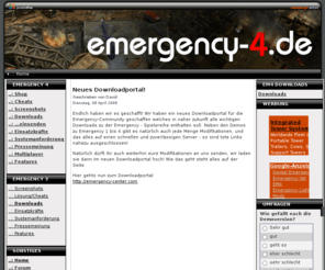 emergency4.net: Emergency4.net - ..: Home
Emergency 4 net die Homepage mit Downloads Tipps und mehr zum Spieleclassicer Emergency4. SHop Emergency fighters for life notfall