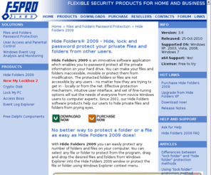 hidefolders.biz: Hide  Folders - Download free trial of award-winning Hide Folders 2009 software
Hide Folders is a Windows software to hide folders and files and protect them with a password. Different protection methods available to make your files hidden, locked or read-only.
