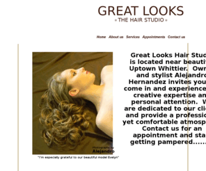 greatlookshairstudio.com: Great Looks Hair Studio where you'll "Look Great" .......
Come in and get a creative and artistic hair style while getting pampered in a tranquil, personalized atmosphere.