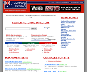 motoringdirectory.com.au: Australian Motoring Directory
The home of Australian motoring and automotive web sites including Stolen Report, Forum and AutoShop.