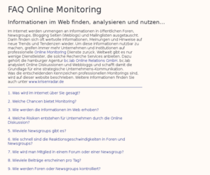 mydayvote.com: FAQ Online Monitoring
Alles zum Thema Online Monitoring, Krisen Radar, Fruehwarnsysteme und Trendforschung im Internet