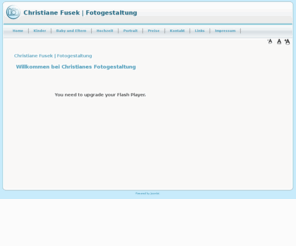 christianes-fotogestaltung.de: Christiane Fusek | Fotogestaltung
Internetpräsenz von Christiane Fusek Fotogestaltung. Schnuppern Sie herein und schauen Sie sich meine Aufnahmen an. Sie haben auch die Möglichkeit online Terminanfragen zu stellen.

Viel Spaß,
Christiane Fusek