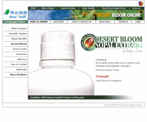 nopalusa.com: Broad Health
We are the manufacturer of the Nopal juice Extract to treat Diabetes Mellitus as well as to regulate cholesterol levels and inflammation of the liver, hepatitis..