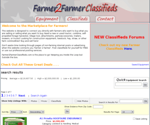 farmer2farmerclassifieds.org: Farmer 2 Farmer
Browse our   new and used farm equipment listings free. 1000s of  -  farm equipment listings for sale. Post free    -  farm machinery classifieds.