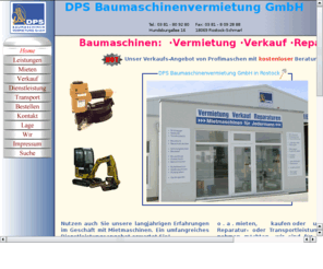 dps-mietmaschine.de: Baumaschinenvermietung Mietmaschine Werkzeuge Container
DPS Baumaschinenvermietung in Rostock: Mietmaschinen, Radlader, Parkettschleifmaschinen, Werkzeuge, Container, Raumtrockner, Werkzeugausleihe, Ausleihe