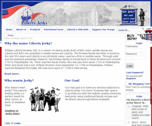 jerkyman.net: Liberty Jerky - Home
Liberty Jerky -- Best 100% American beef home made jerky, The Story of Liberty Jerky