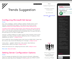 suggestionsite.com: Trends Suggestion
Configuring Microsoft ISA Server Trends Suggestion News Sourcing